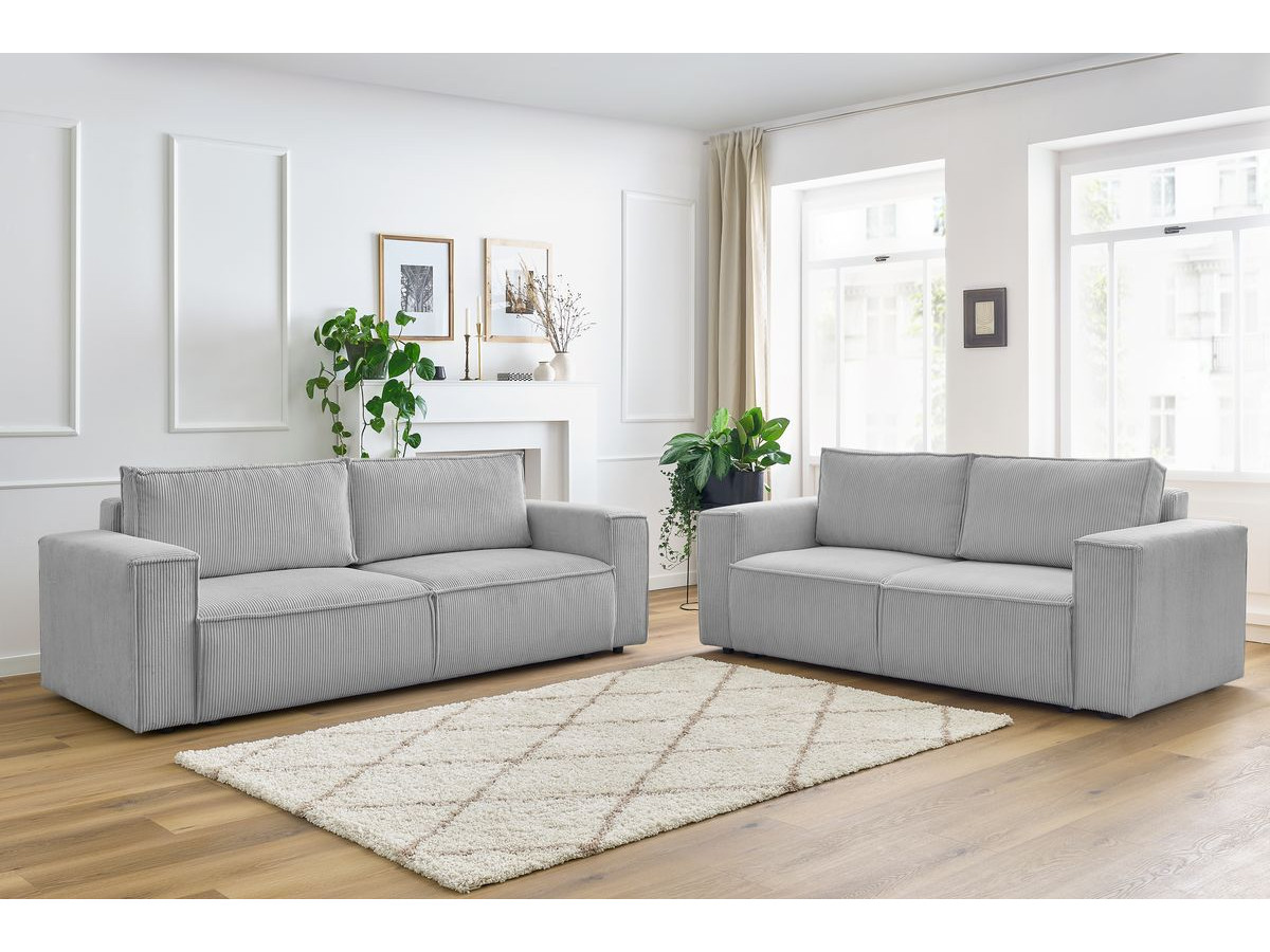 Ensemble canapé droit fixe 3 + 2 places NIHAD velours côtelé