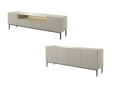 Ensemble KASHA avec Meuble TV 200 cm avec niche + Buffet 4 portes 200 cm pieds noirs
