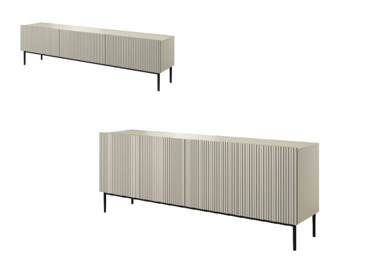 KASHA set met 200 cm tv-meubel + 200 cm 4-deurs dressoir met zwarte poten