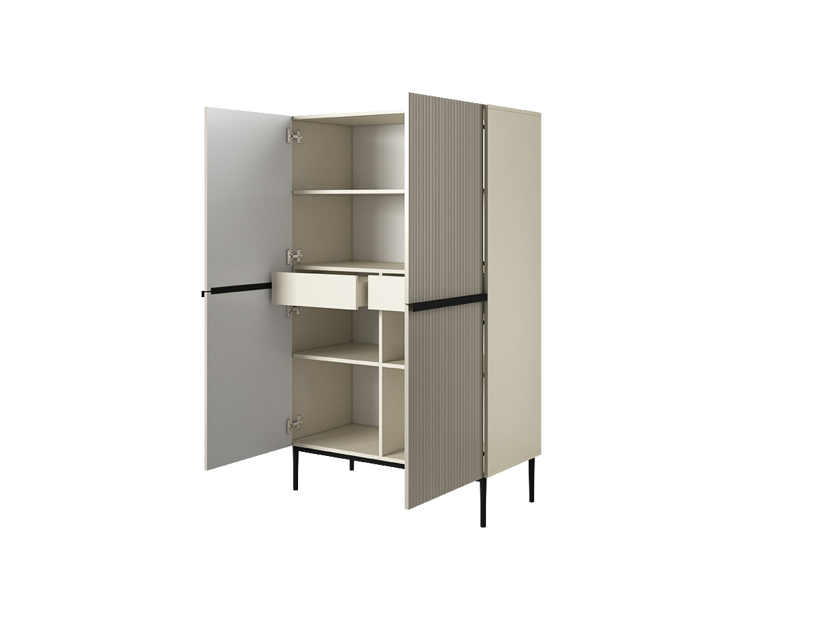 Ensemble KASHA avec Meuble TV 200 cm + Buffet 4 portes 200 cm + Buffet haut 2 portes 100 cm pieds noirs