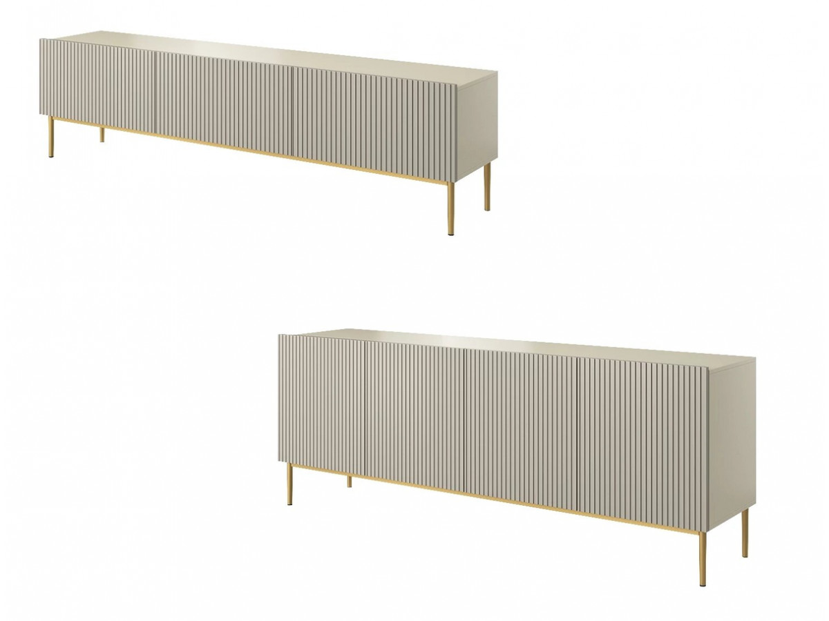 KASHA set met 200 cm tv-meubel + 200 cm 4-deurs dressoir met gouden poten