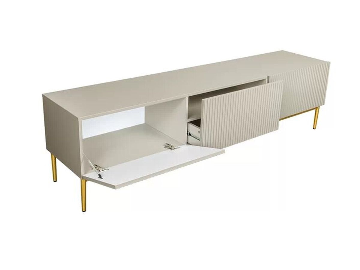 Ensemble KASHA avec Meuble TV 200 cm + Buffet 4 portes 200 cm pieds or beige — vue 5