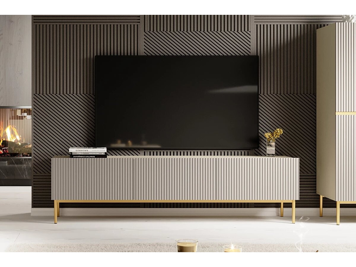 KASHA set met 200 cm tv-meubel + 200 cm 4-deurs dressoir met gouden poten