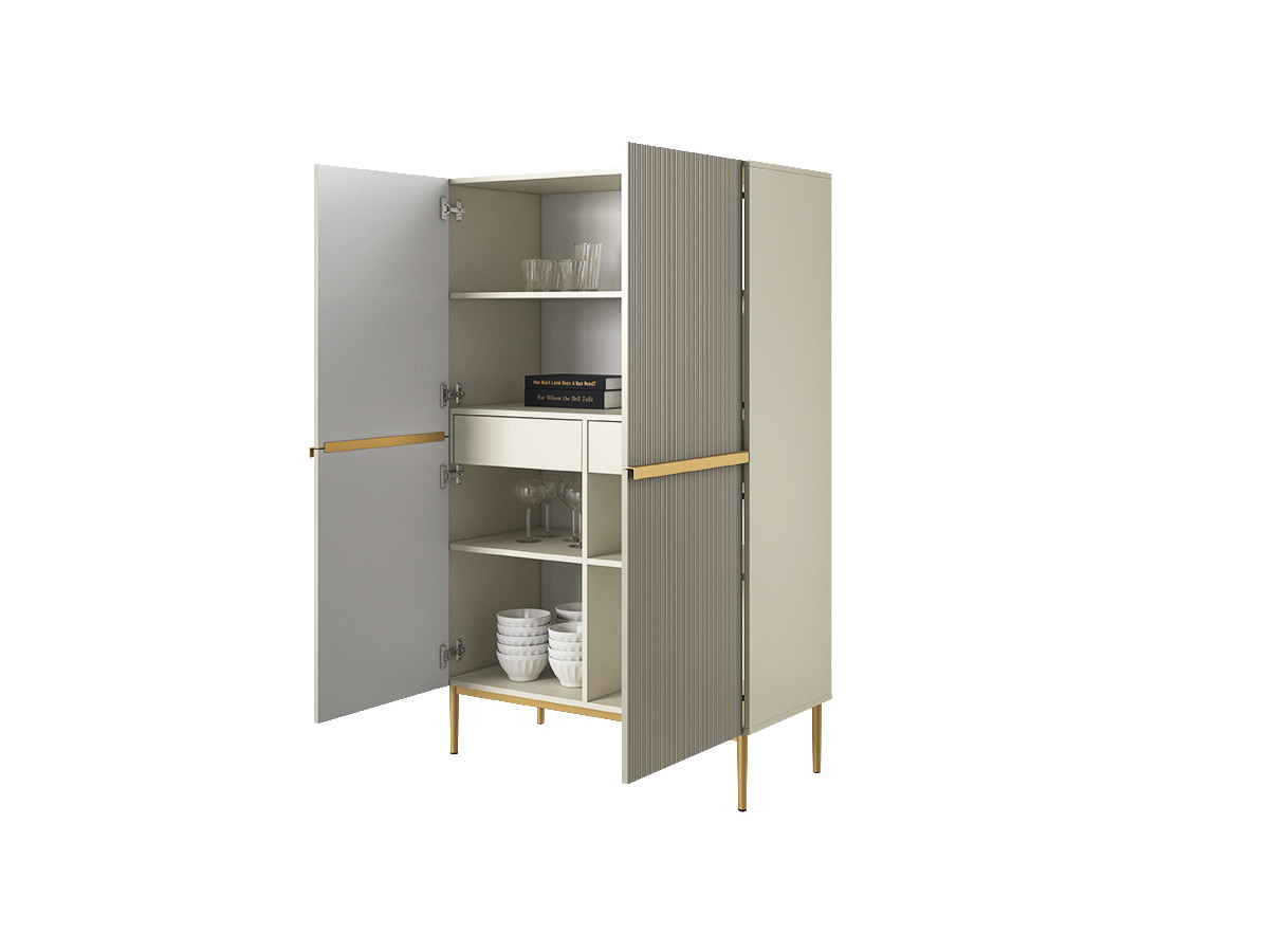KASHA set met 200 cm tv-meubel + 200 cm 4-deurs dressoir + 100 cm 2-deurs hoog dressoir met gouden poten
