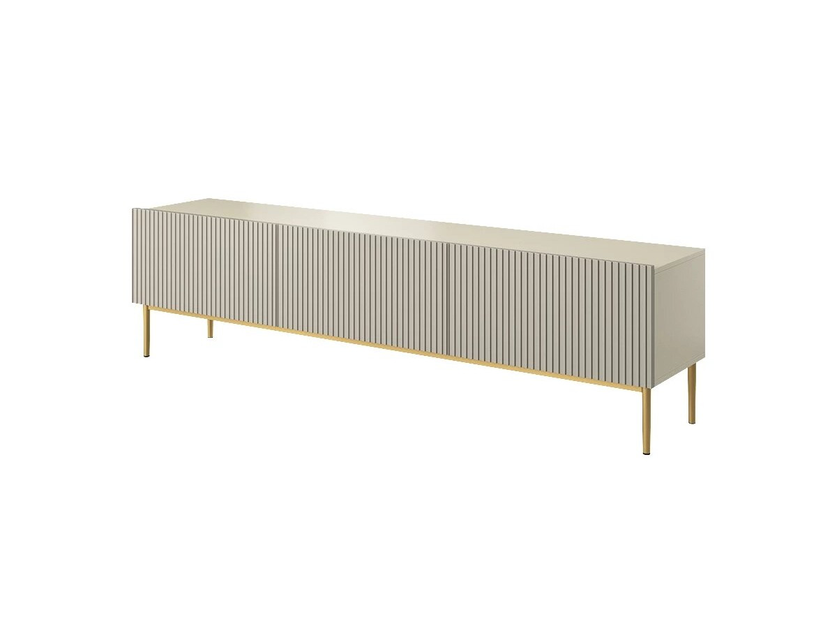 Ensemble KASHA avec Meuble TV 200 cm + Buffet 4 portes 200 cm + Buffet haut 2 portes 100 cm pieds or beige — vue 4