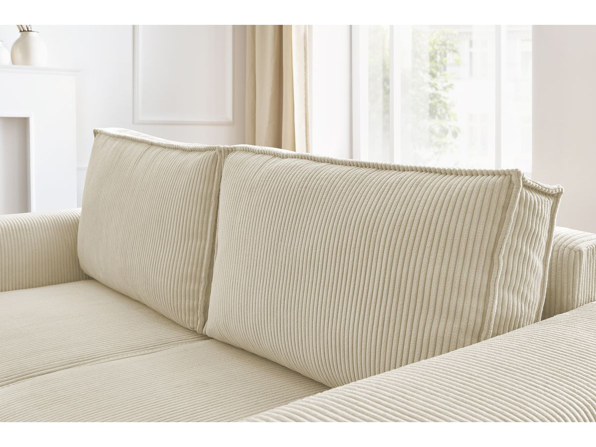 Canapé d'angle fixe EVEREST tissu chiné - Orange - Angle droit - 10 coussins