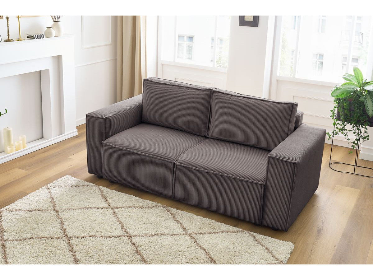 Canapé d'angle fixe EVEREST tissu chiné - Orange - Angle droit - 10 coussins