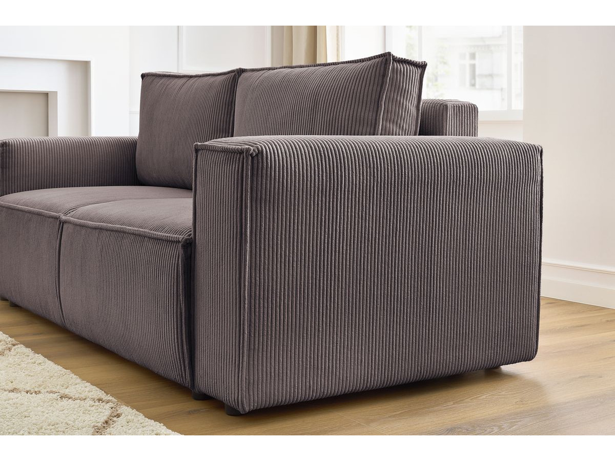Canapé d'angle fixe EVEREST tissu chiné - Orange - Angle droit - 10 coussins