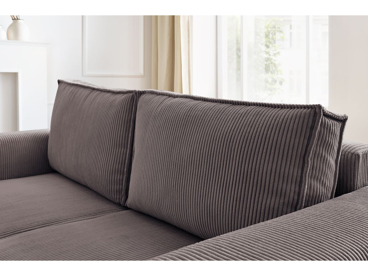 Canapé d'angle fixe EVEREST tissu chiné - Orange - Angle droit - 10 coussins