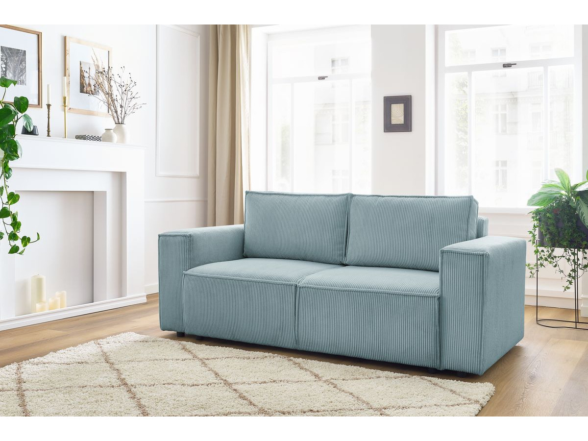 Canapé droit 2 places NIHAD velours côtelé bleu clair — vue 5
