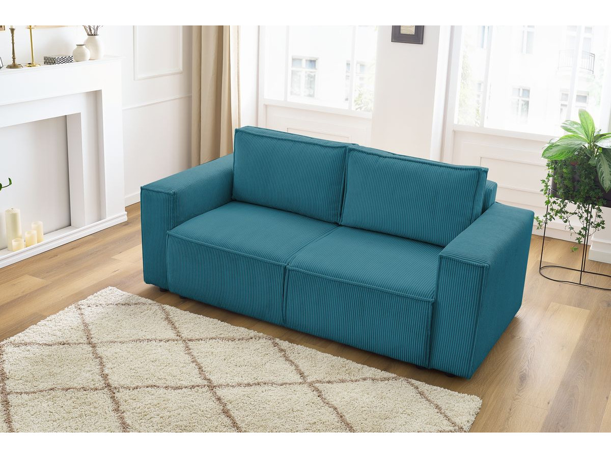 Canapé d'angle fixe EVEREST tissu chiné - Orange - Angle droit - 10 coussins