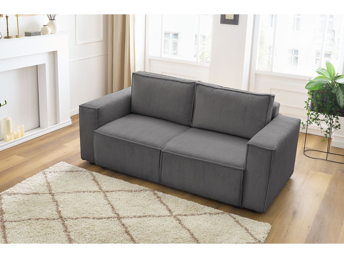 Canapé d'angle fixe EVEREST tissu chiné - Orange - Angle droit - 10 coussins