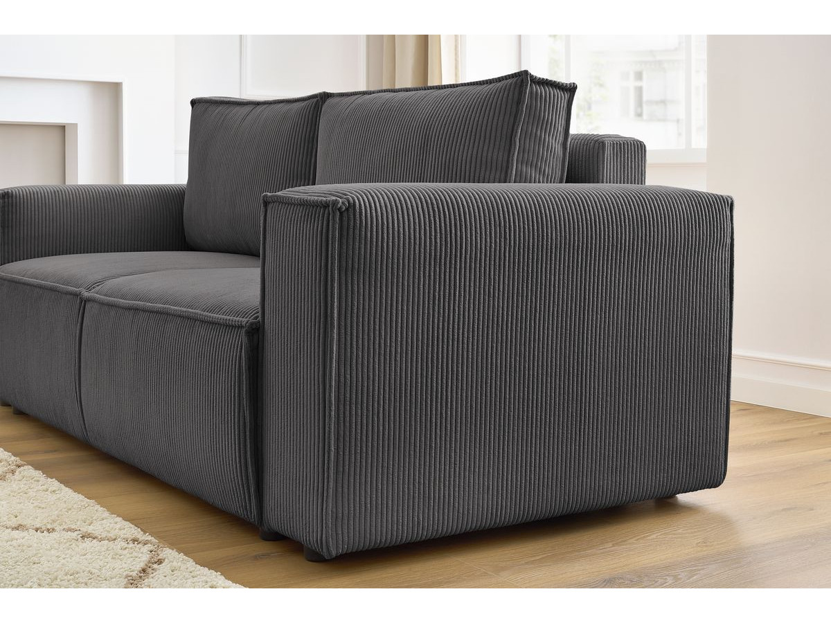 Canapé d'angle fixe EVEREST tissu chiné - Orange - Angle droit - 10 coussins