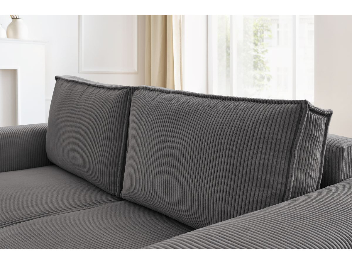 Canapé d'angle fixe EVEREST tissu chiné - Orange - Angle droit - 10 coussins