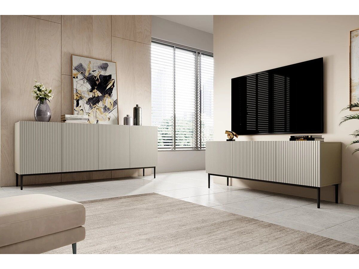 KASHA 200 cm TV-meubel met zwarte poten