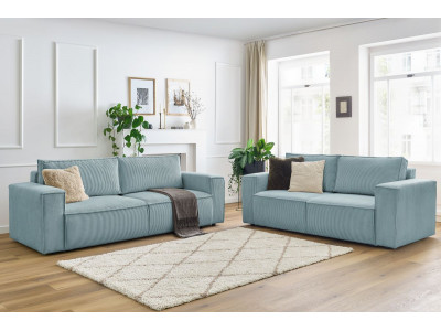 Ensemble canapé droit fixe 3 + 2 places NIHAD velours côtelé