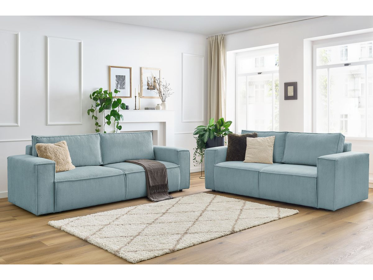 Ensemble canapé droit fixe 3 + 2 places NIHAD velours côtelé