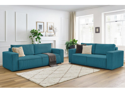 Ensemble canapé droit fixe 3 + 2 places NIHAD velours côtelé
