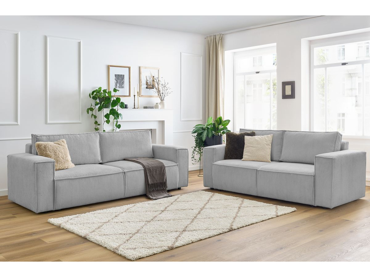 Ensemble canapé droit fixe 3 + 2 places NIHAD velours côtelé