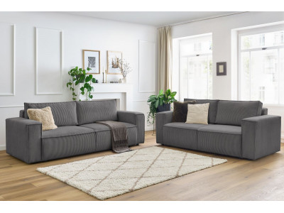 Ensemble canapé droit fixe 3 + 2 places NIHAD velours côtelé