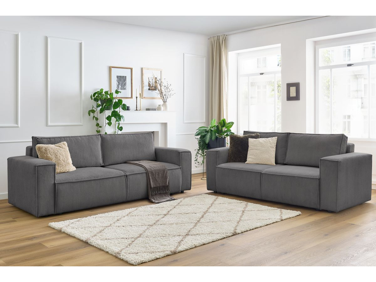 Canapé d'angle fixe EVEREST tissu chiné - Orange - Angle droit - 10 coussins