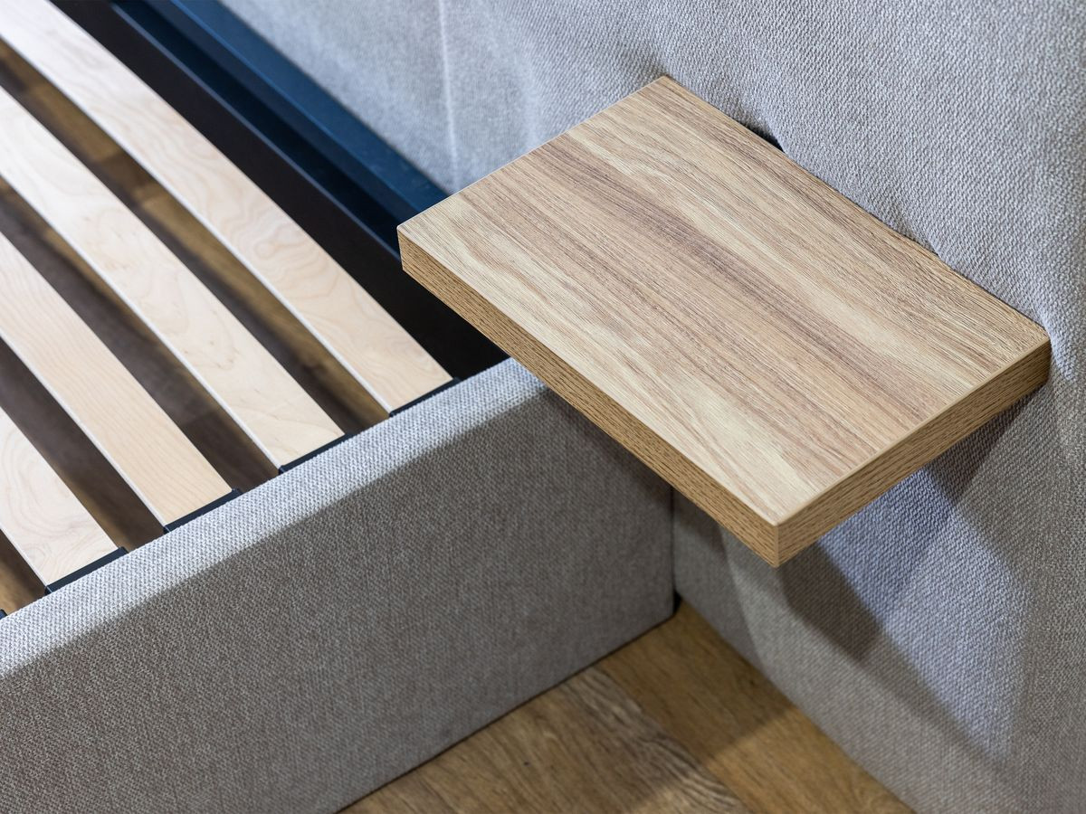 BLANDINE opbergbed in structuurstof met nachtkastjes