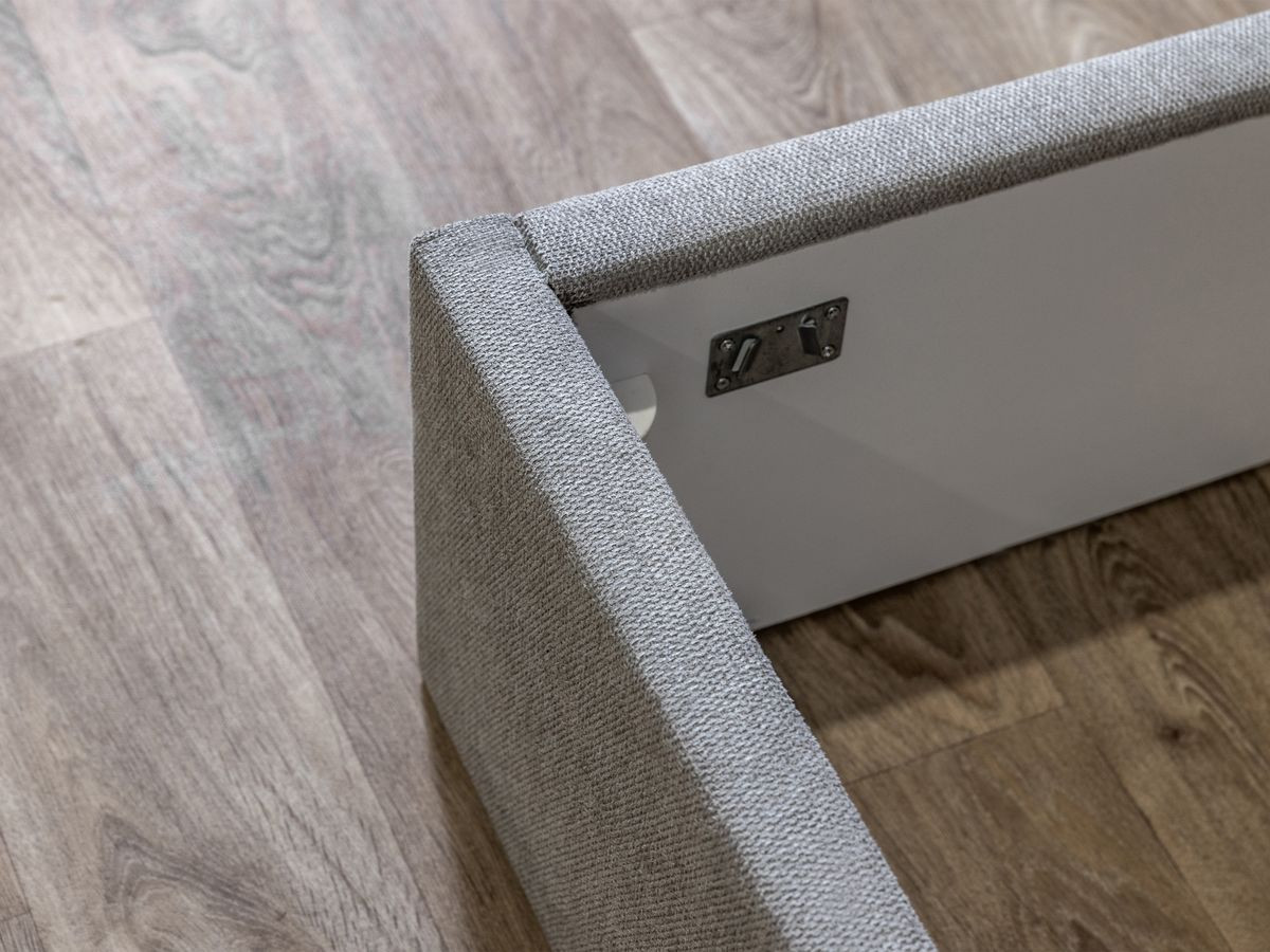 BLANDINE opbergbed in structuurstof met nachtkastjes