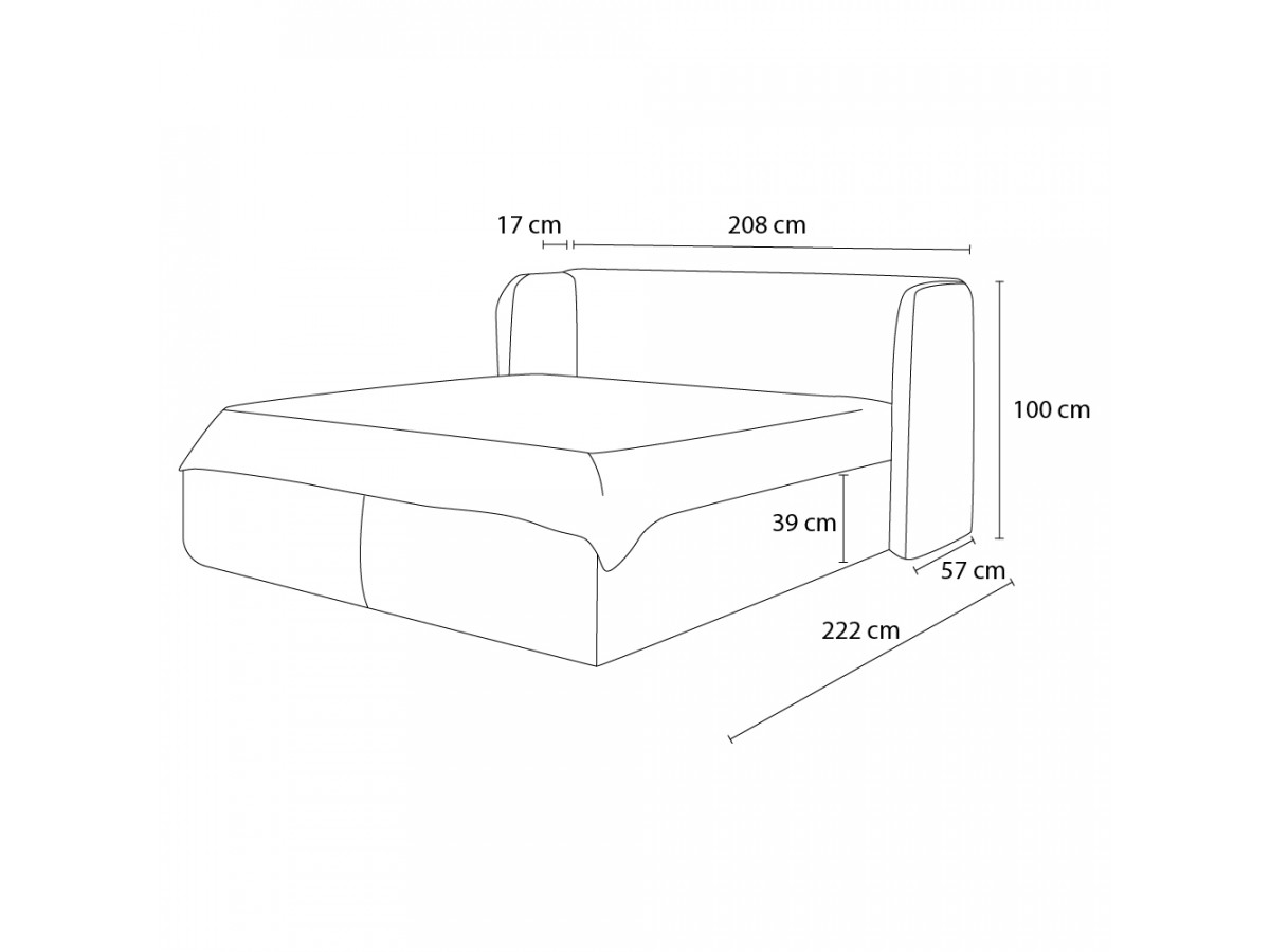 LOUISE opbergbed met gestoffeerd hoofdeinde