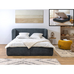 Łóżko ze skrzynią LOUISE z tapicerowanym wezgłowiem