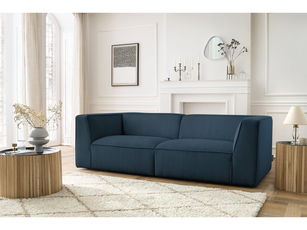 Canapé droit 3 places MOLIERE velours côtelé bleu foncé — vue 5