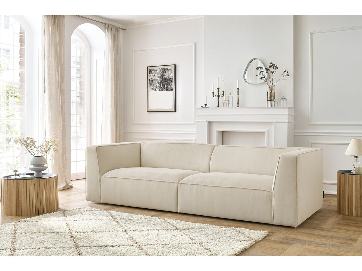 Canapé droit 4 places MOLIERE velours côtelé beige — vue 5