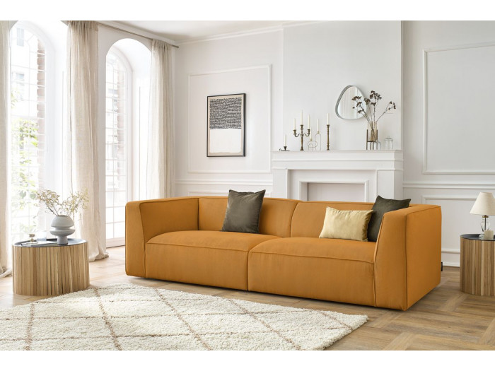 Canapé droit fixe 4 places MOLIERE velours côtelé