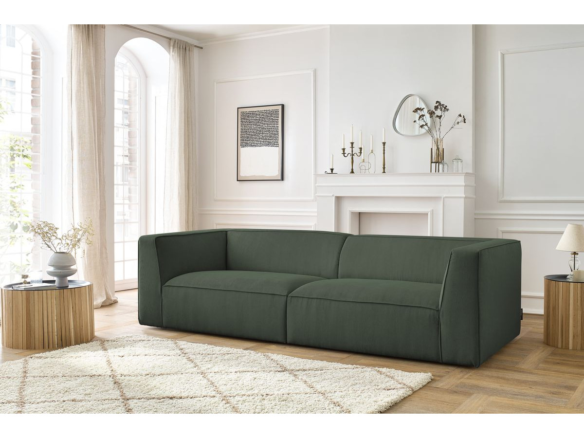 Canapé droit 4 places MOLIERE velours côtelé vert — vue 5