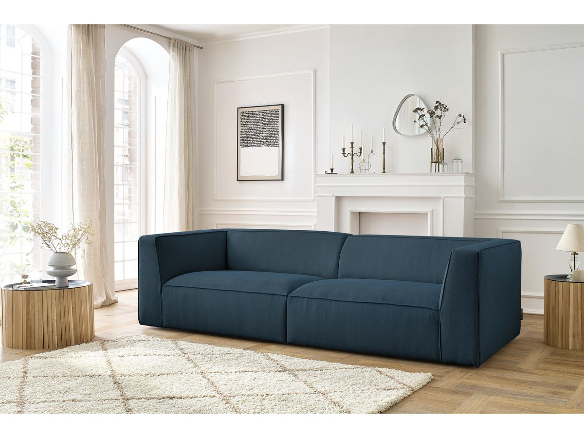 Canapé droit 4 places MOLIERE velours côtelé bleu foncé — vue 5