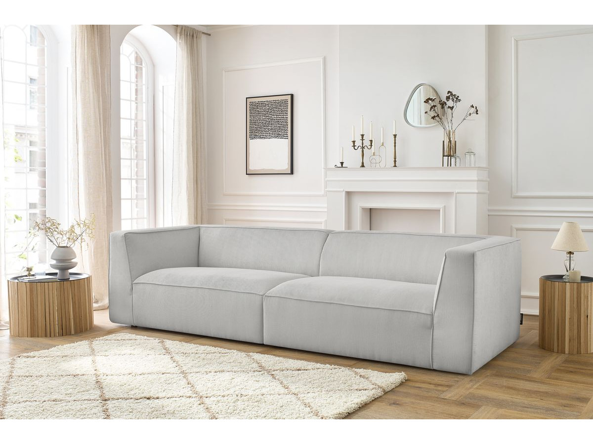 Canapé droit 5 places MOLIERE velours côtelé gris clair — vue 5