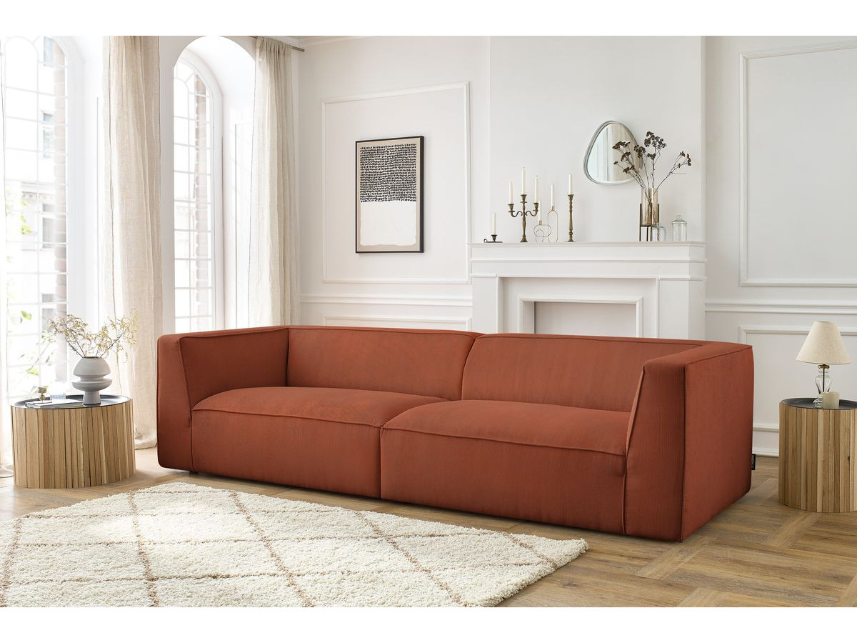 Canapé droit 5 places MOLIERE velours côtelé orange — vue 5