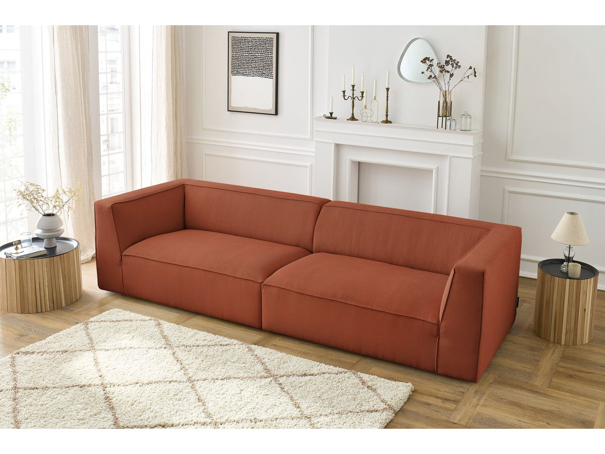 Canapé droit 5 places MOLIERE velours côtelé orange — vue 6