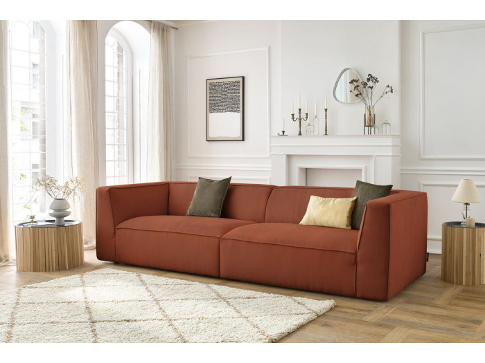 Canapé droit fixe 5 places MOLIERE velours côtelé