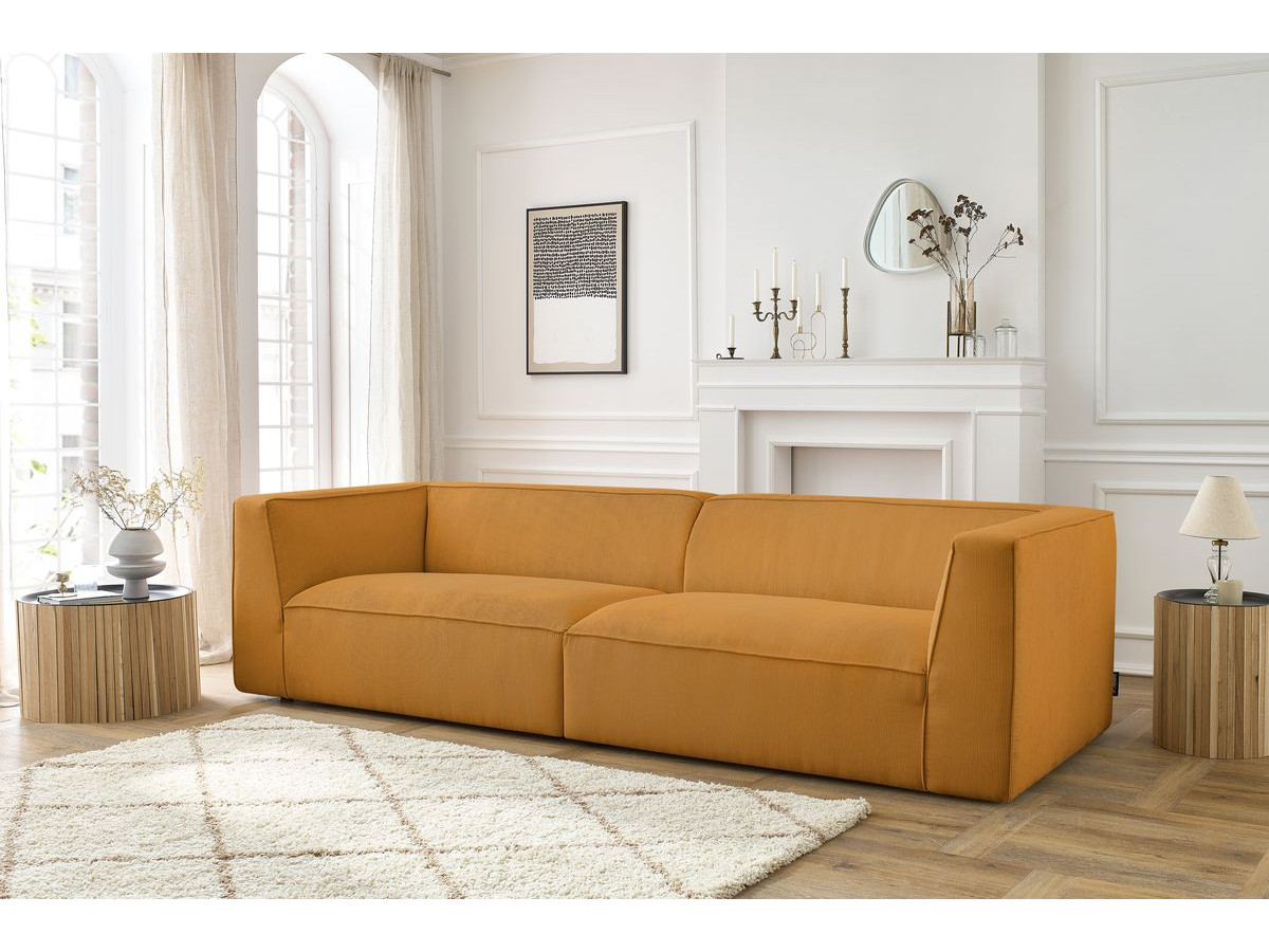 Canapé droit 5 places MOLIERE velours côtelé jaune — vue 5