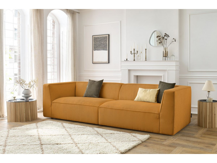 Canapé droit fixe 5 places MOLIERE velours côtelé