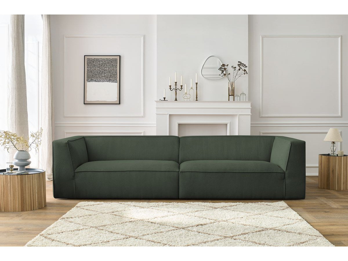 Canapé droit 5 places MOLIERE velours côtelé vert — vue 4