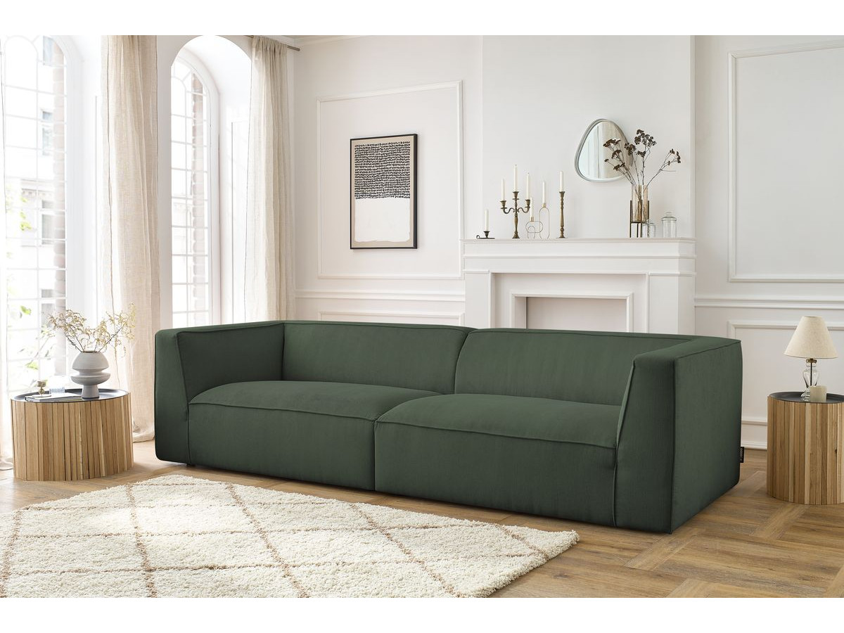 Canapé droit 5 places MOLIERE velours côtelé vert — vue 5