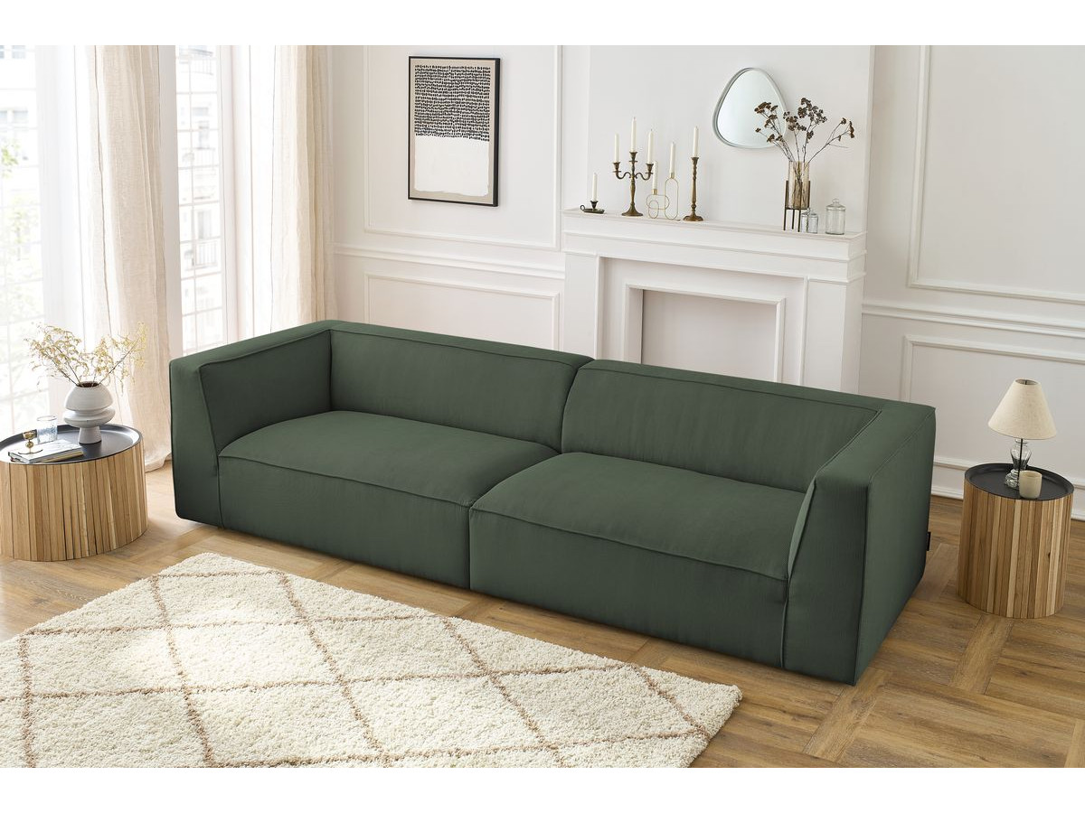 Canapé droit 5 places MOLIERE velours côtelé vert — vue 6