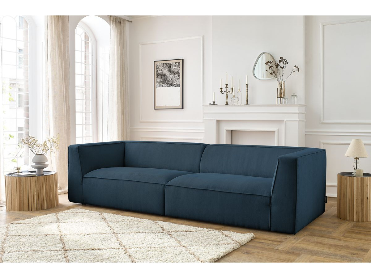 Canapé droit 5 places MOLIERE velours côtelé bleu foncé — vue 5