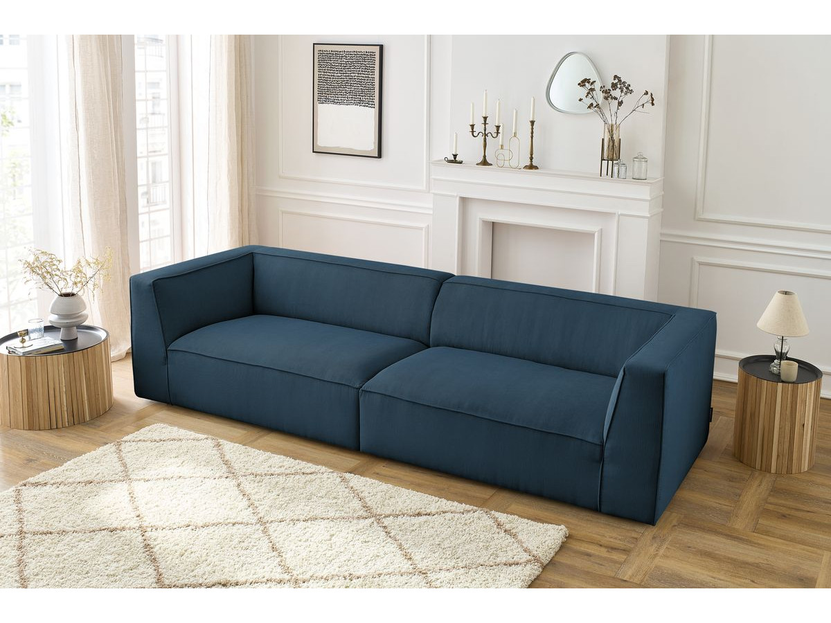 Canapé droit 5 places MOLIERE velours côtelé bleu foncé — vue 6