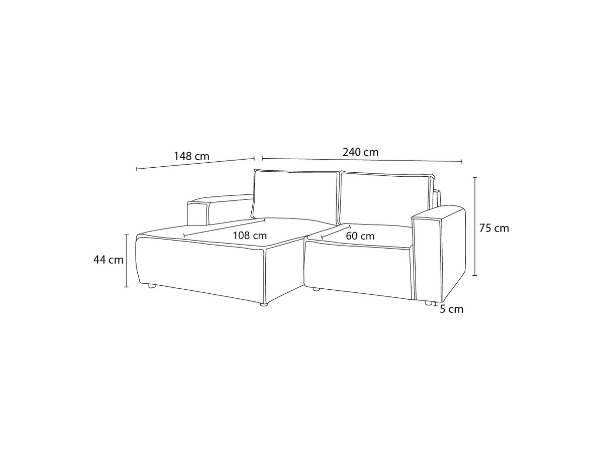 Canapé d'angle fixe EVEREST tissu chiné - Orange - Angle droit - 10 coussins