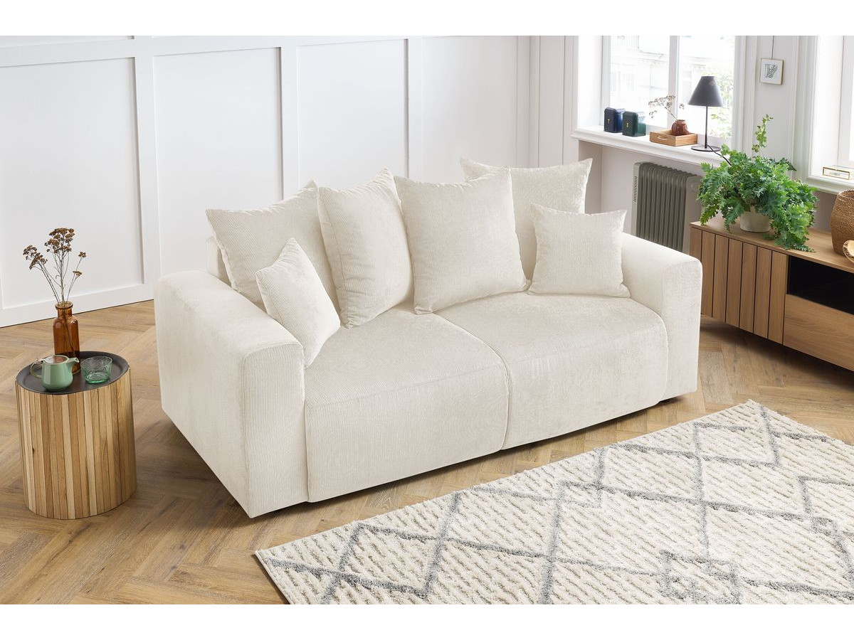 Canapé d'angle fixe EVEREST tissu chiné - Orange - Angle droit - 10 coussins