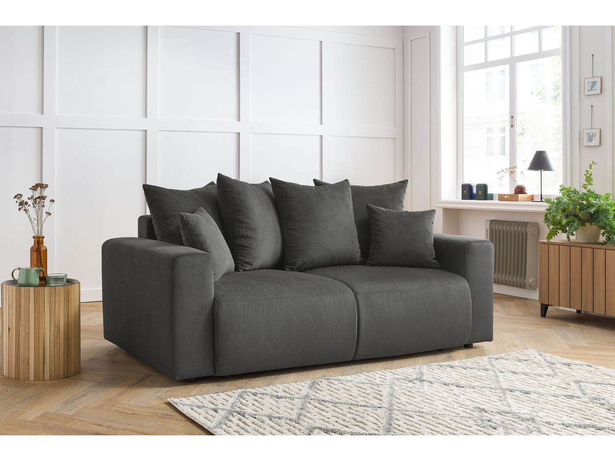 Canapé droit 2 places ENVY velours côtelé gris foncé — vue 5