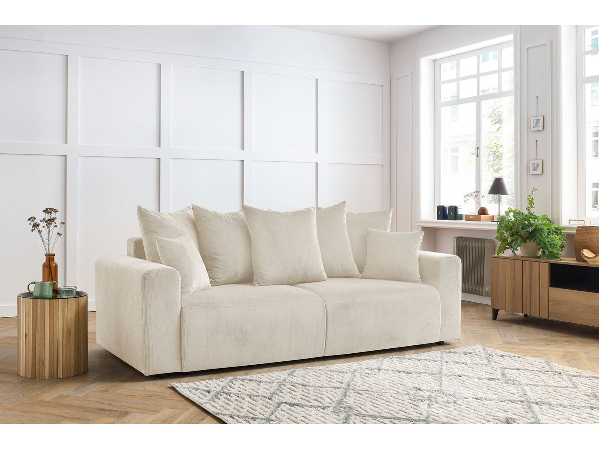 Canapé droit 3 places ENVY velours côtelé beige — vue 5