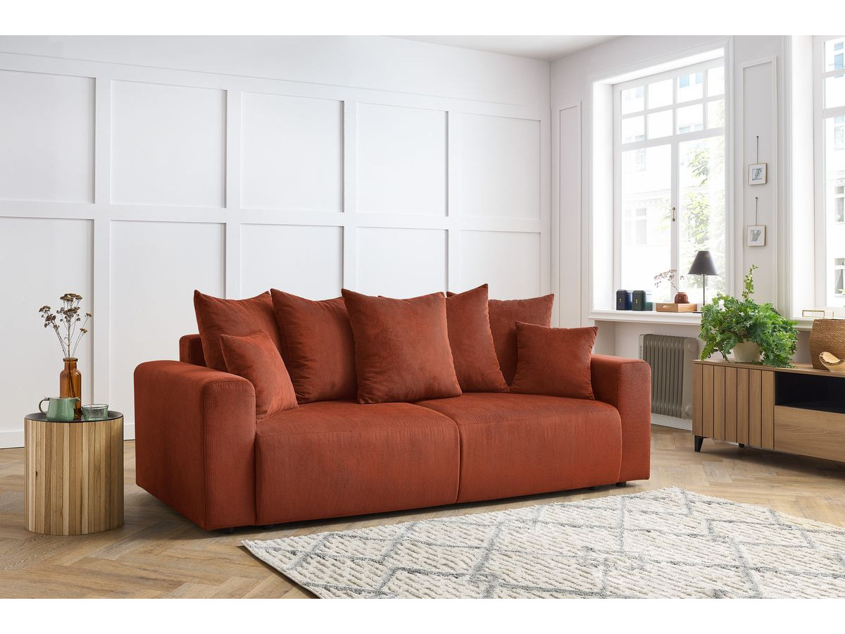 Canapé droit 3 places ENVY velours côtelé orange — vue 5